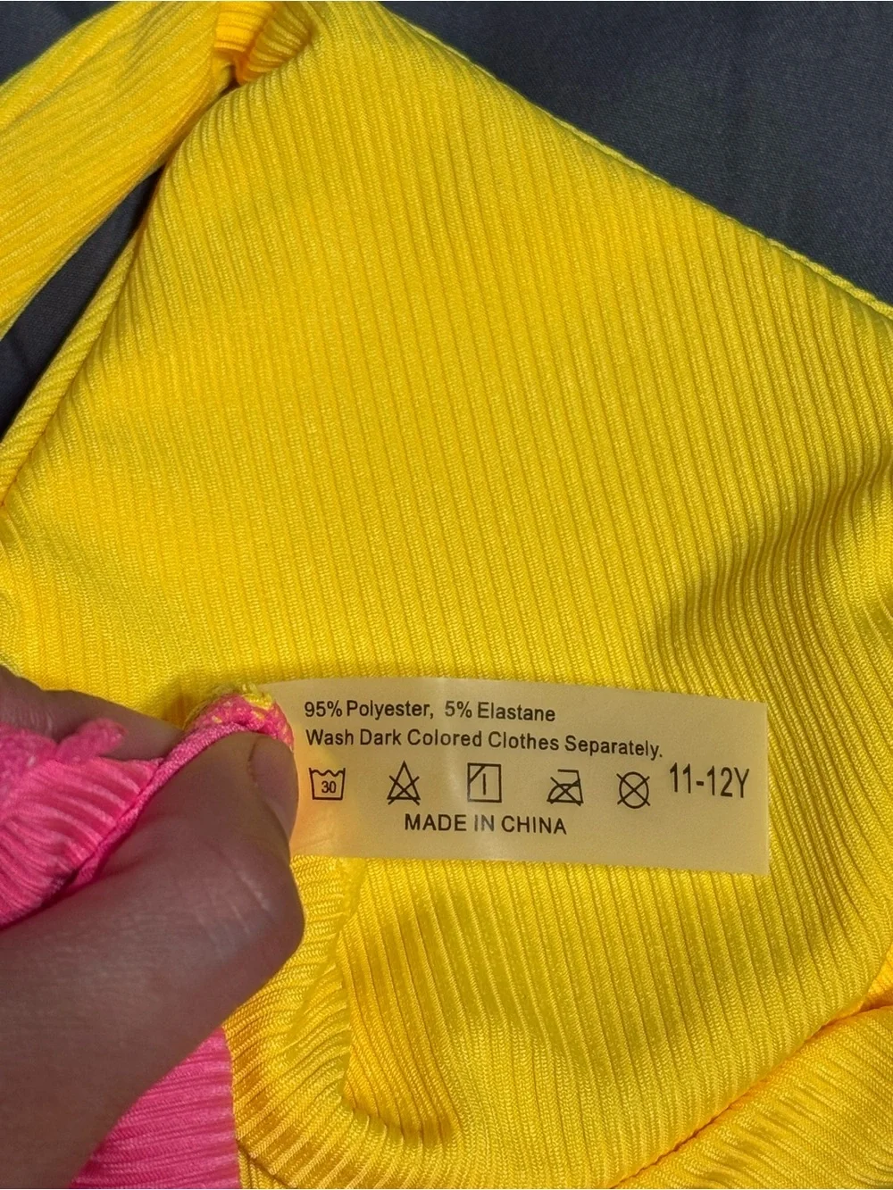 Kids Colorblock Twist Front Bikini - Orange/Yellow Top with Pink Bottom